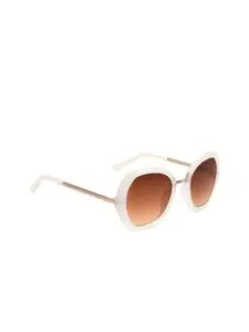 Peter Jones Eyewear Women Brown Lens & White UV Protected Oversized Sunglasses RD020TBW