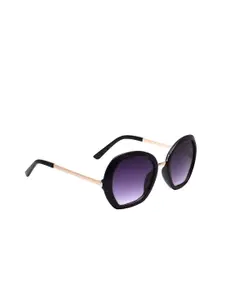 Peter Jones Eyewear Women Purple Lens & Black Butterfly Sunglasses with UV Protected Lens