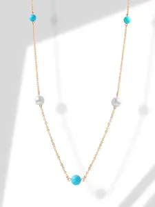 MINUTIAE Rose Gold-Plated & Blue Beaded Brass Necklace