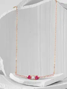 MINUTIAE Rose Gold-Plated Pink & White Crystals Brass Necklace