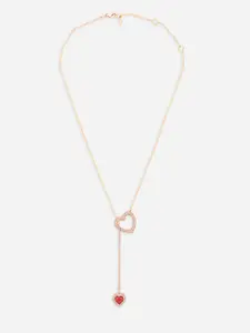 MINUTIAE Rose Gold & Red Brass Y Pendant Necklace