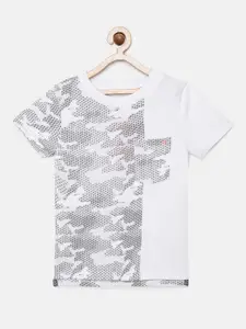 Angel & Rocket Boys White Camouflage Printed Cotton T-shirt