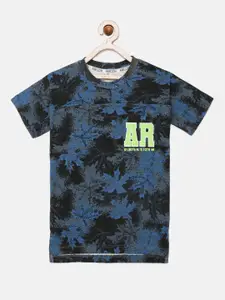Angel & Rocket Boys Blue & Black Floral Printed Tropical T-shirt