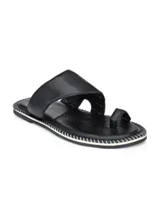 Eego Italy Men Black & White Leather Comfort Sandals