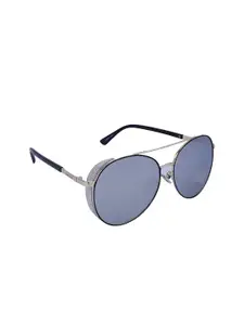 MARC LOUIS Women Grey Lens & Silver-Toned Aviator Sunglasses with UV Protected Lens