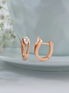 MINUTIAE Rose Gold Geometric Half Hoop Earrings