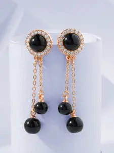 MINUTIAE Black Circular Drop Earrings