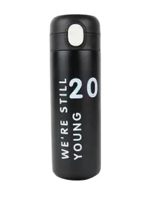 iSWEVEN Black Solid Stainless Steel Double Wall Vacuum Insulated Thermos Water Bottle