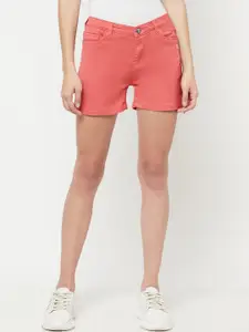 Crimsoune Club Women Pink Slim Fit Denim Shorts