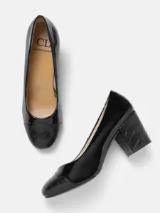 Carlton London Women Textured Detail Block Heel Pumps