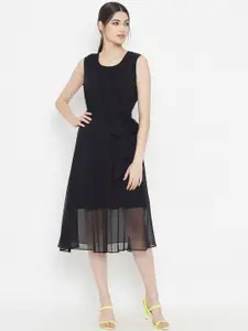 Kannan Black Georgette Sheath Midi Georgette fabric Dress