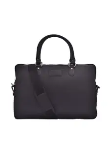 OLIVE MIST Unisex Black Solid Leather Laptop Bag
