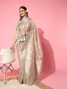 Saree mall Grey Ethnic Motifs Silk Blend Sarees