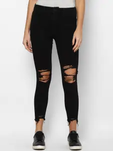 AMERICAN EAGLE OUTFITTERS Women Black Highly Distressed Jeans