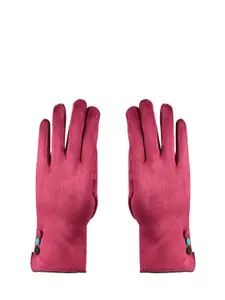 Bonjour Women Maroon Solid Winter Hand Gloves