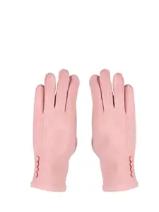 Bonjour Women Pink Solid Winter Gloves