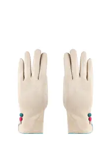 Bonjour Women Beige Solid Winter Hand Gloves