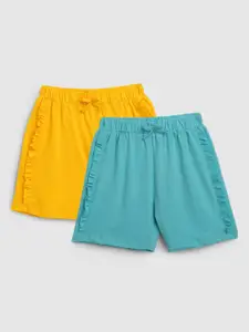 YK Girls Pack Of 2 Solid Cotton Shorts