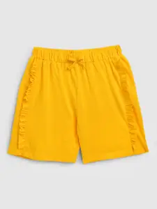 YK Girls Yellow Cotton Shorts