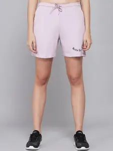 GRIFFEL Women Lavender Solid Loose Fit Sports Shorts