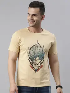 Bushirt Men Beige Dragon Ball Z Printed Cotton T-shirt