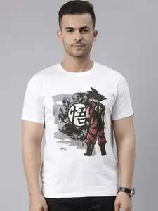 Bushirt Men White cotton Anime Printed T-shirt