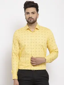 JAINISH Men Cotton  Yellow Comfort Printed Formal Shirt