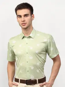 JAINISH Men Green Comfort Printed Formal Shirt