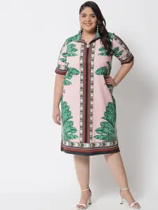 Amydus Plus Size Multicoloured Floral Shirt Dress