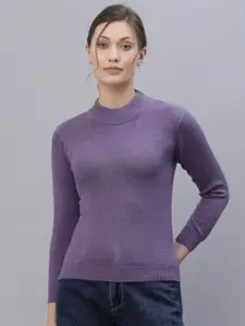 Style Quotient Women Purple Solid Cotton Pullover