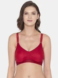 Souminie Red Solid Cotton Non Padded Bra