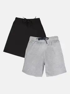 CHIMPRALA Boys Pack Of 2 Black & Grey Cotton Outdoor Shorts