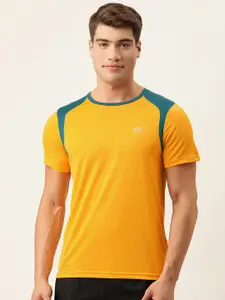 Peter England Men Orange Melange Dry Tech Slim Fit T-shirt