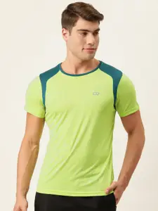 Peter England Men Mint Green Melange Dry Tech Slim Fit T-shirt