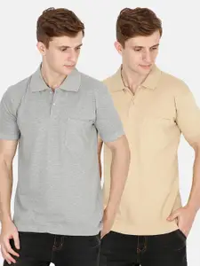 Fleximaa Men Multicoloured (Set of 2) Polo Collar T-shirt