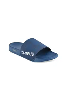 Campus Men Blue & White Printed Sliders