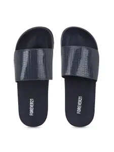 FOREVER 21 Women Navy Blue Printed Open Toe Flats