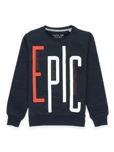 Status Quo Boys Black Typography Printed Regular Fit Sweatshirt