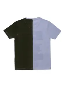 Status Quo Boys Green & Blue Colourblocked Regular Fit  T-shirt