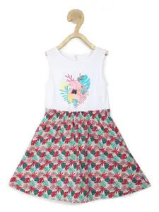 Allen Solly Junior Girls Multicoloured Floral Printed Pure Cotton Mini Dress