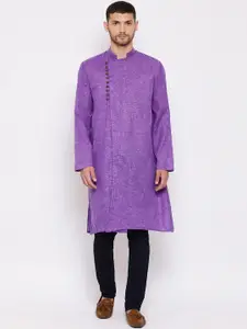 VASTRAMAY Men Purple Cotton Blend Kurta