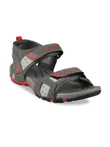 ABROS Men Grey & Red Comfort Sandals