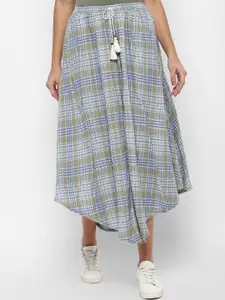 AMERICAN EAGLE OUTFITTERS Women Green Checked Printed Midi Skirt