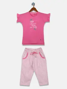 Monte Carlo Girls Pink & White Printed T-shirt with Capris