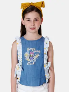 One Friday Girls Blue & Multicoloured Print Top