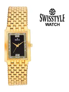 SWISSTYLE Men Gold-Toned Brass Dial & Gold Toned Bracelet Style Straps Analogue Watch