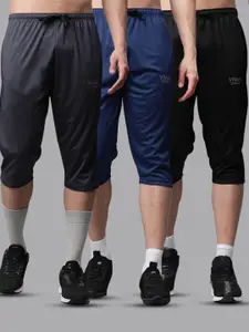 VIMAL JONNEY Men Black and Blue Pack of 3 Training or Gym Sports Shorts