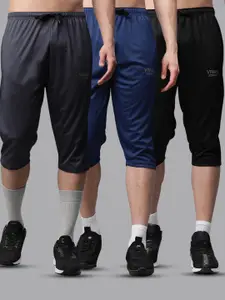 MACK JONNEY JONNEY Men Black and Blue Pack of 3 Training or Gym Sports Shorts