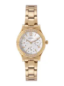 GUESS Women Embellished Dial & Stainless Steel Bracelet Style Analogue Watch