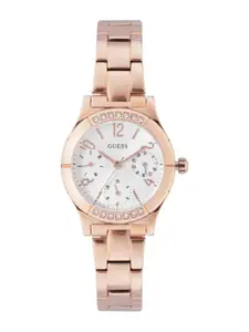 GUESS Women Embellished Dial Stainless Steel Bracelet Style Straps Analogue Multi Watch